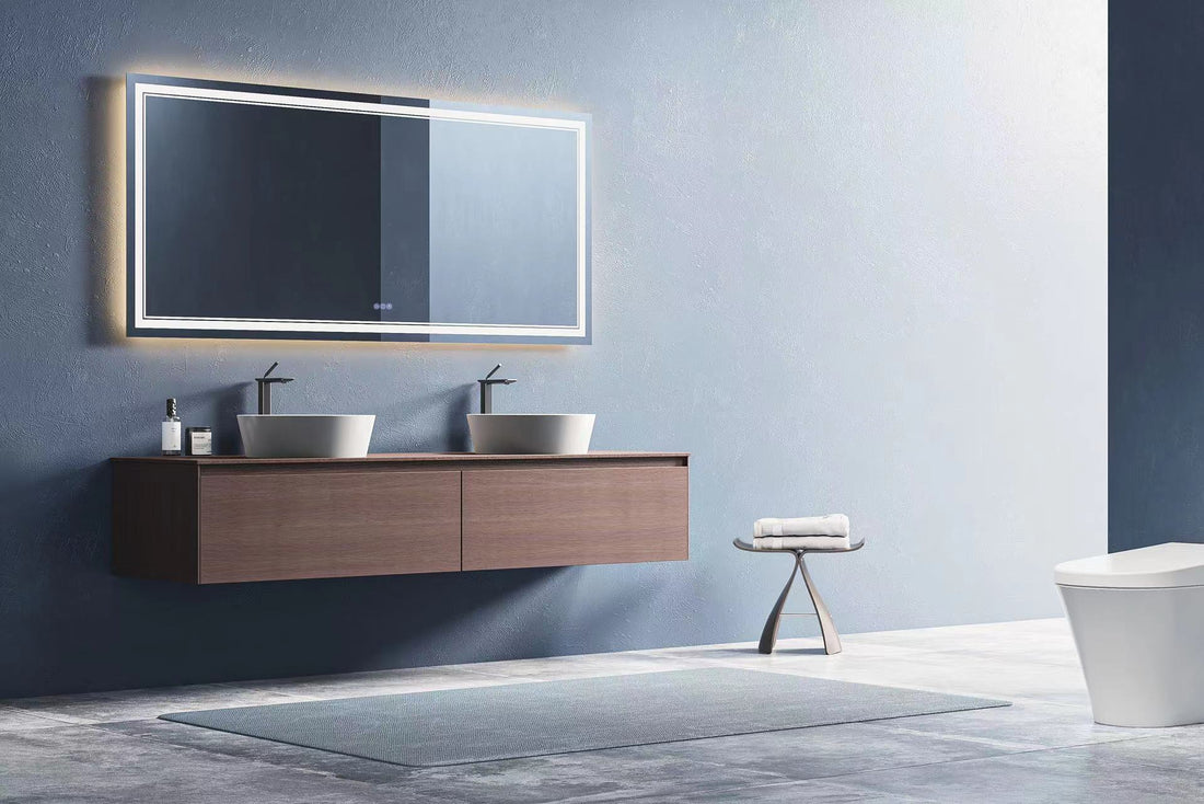 Awandee 36"x 36" LED Mirror for Bathroom with Front and Backlit, Lighted Vanity Mirror Wall Mounted Anti-Fog Bathroom Mirror with 3 Color Lights, Dimmable, Memory, IP54 Waterproof(Horizontal/Vertical) 