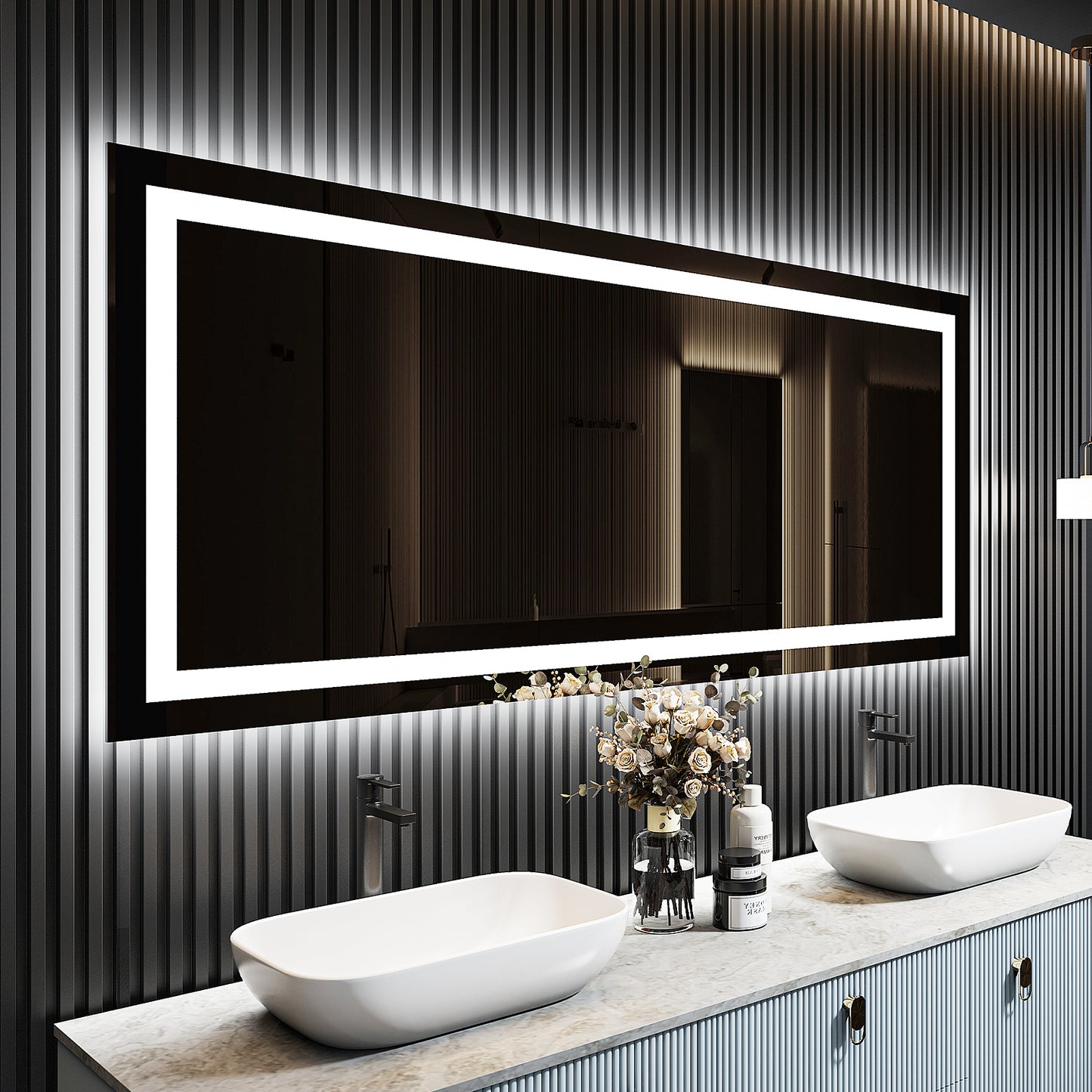 2022 Collection  Backlit + Frontlit LED Mirror for Bathroom 72 x 32 Inch