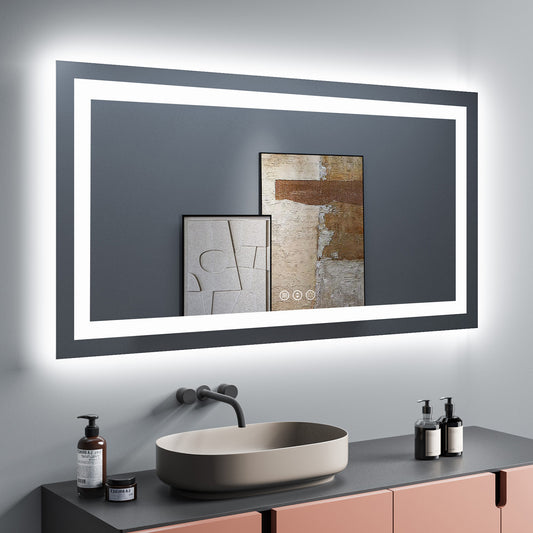 2022 Collection Backlit + Frontlit LED Mirror for Bathroom 55 x 30 Inch