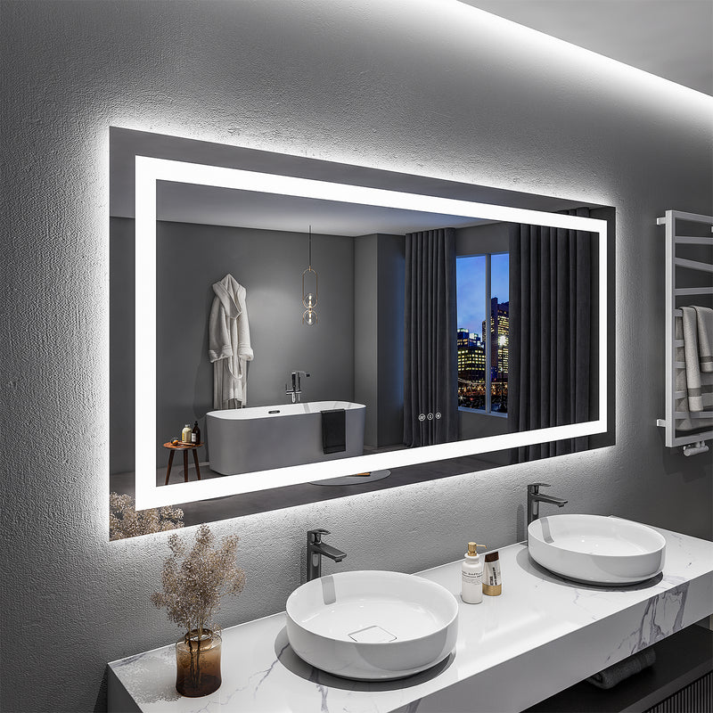 2022 Collection  Backlit + Frontlit LED Mirror for Bathroom 60 x 36 Inch
