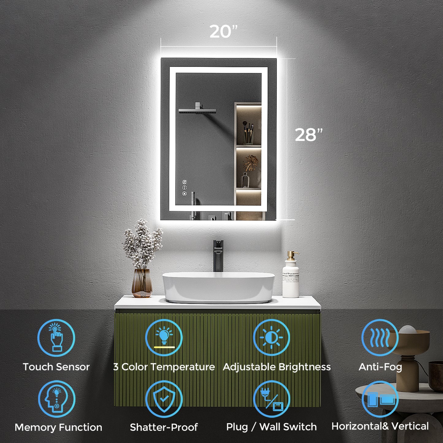 2022 Collection  Backlit + Front-Lighted LED Mirror for Bathroom 20 x 28 Inch