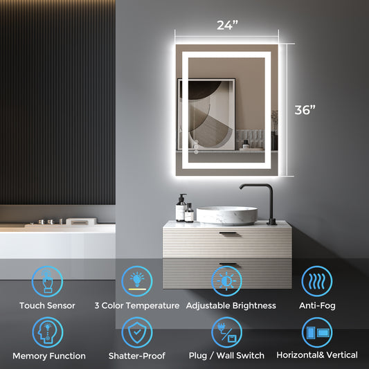 2022 Collection  Backlit + Front-Lighted LED Mirror for Bathroom 28 x 36 Inch