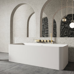 Corian Freestanding Bathtub Rectangular Shape Matt White