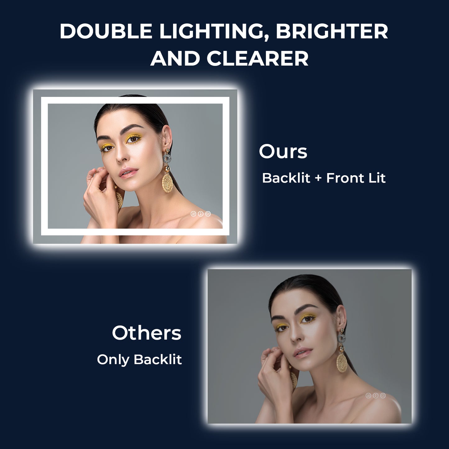 2022 Collection  Backlit + Frontlit LED Mirror for Bathroom 48 x 36 Inch