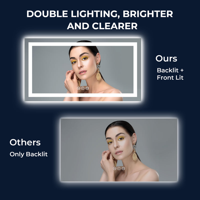 2022 Collection Backlit + Frontlit LED Mirror for Bathroom 55 x 30 Inch