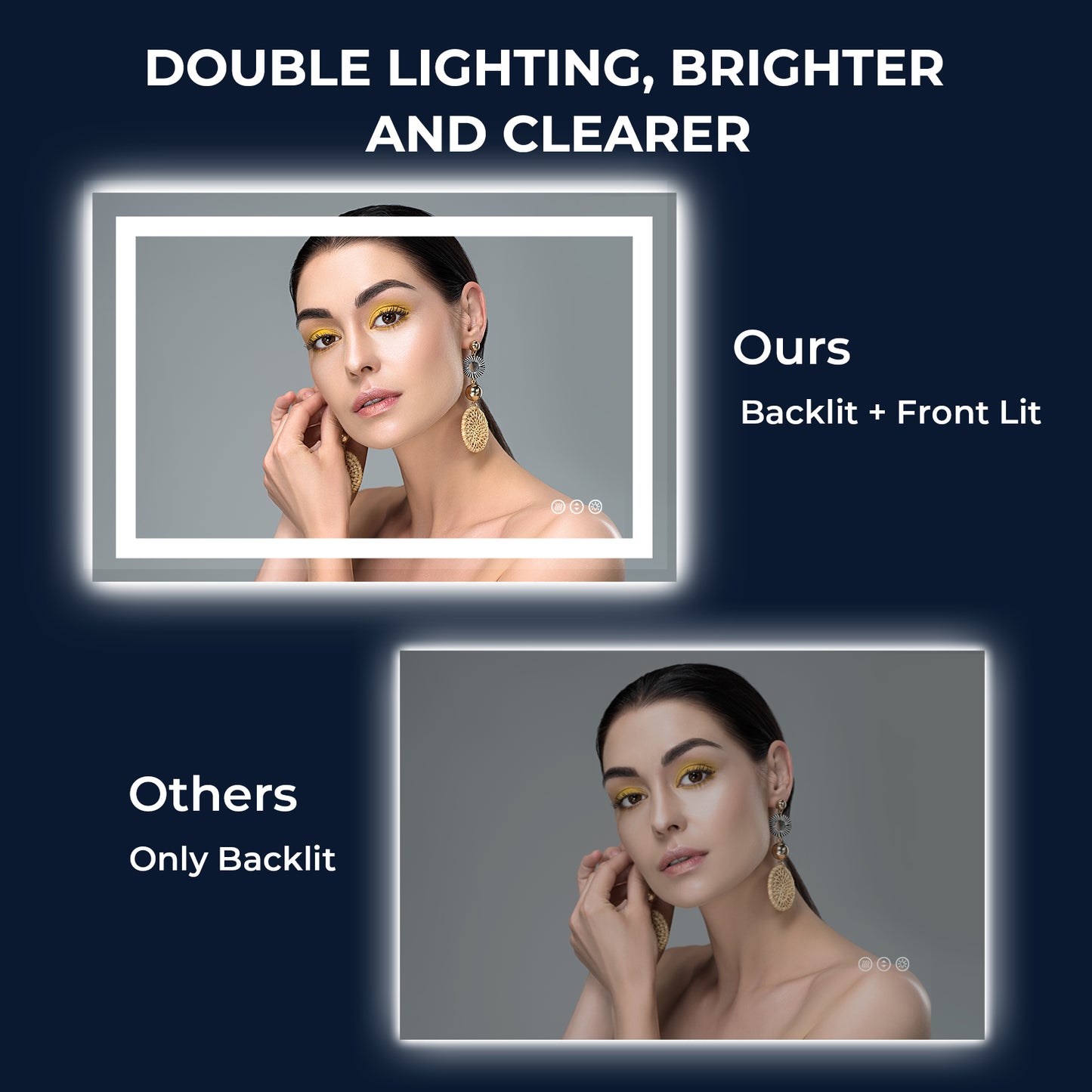 2022 Collection Backlit + Frontlit LED Mirror for Bathroom 48 x 32 Inch