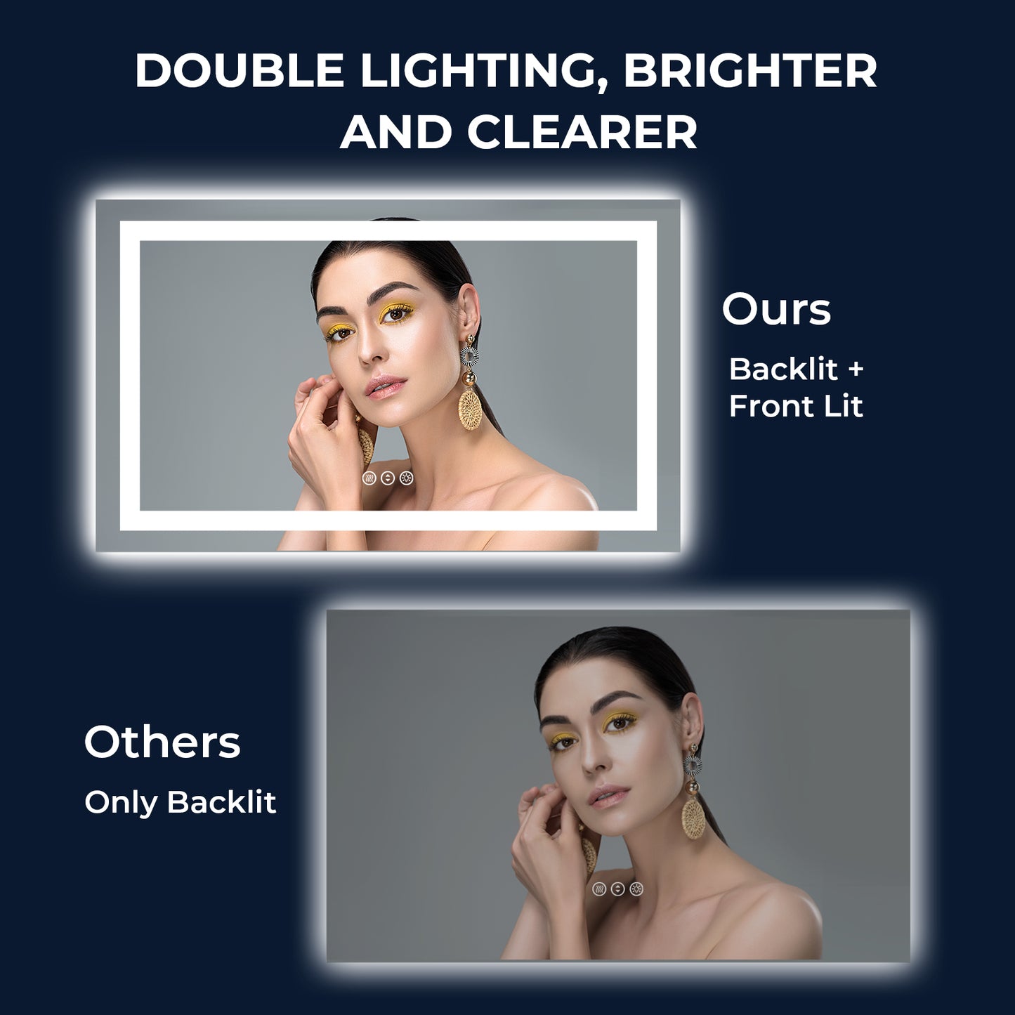 2022 Collection  Backlit + Frontlit LED Mirror for Bathroom 60 x 36 Inch