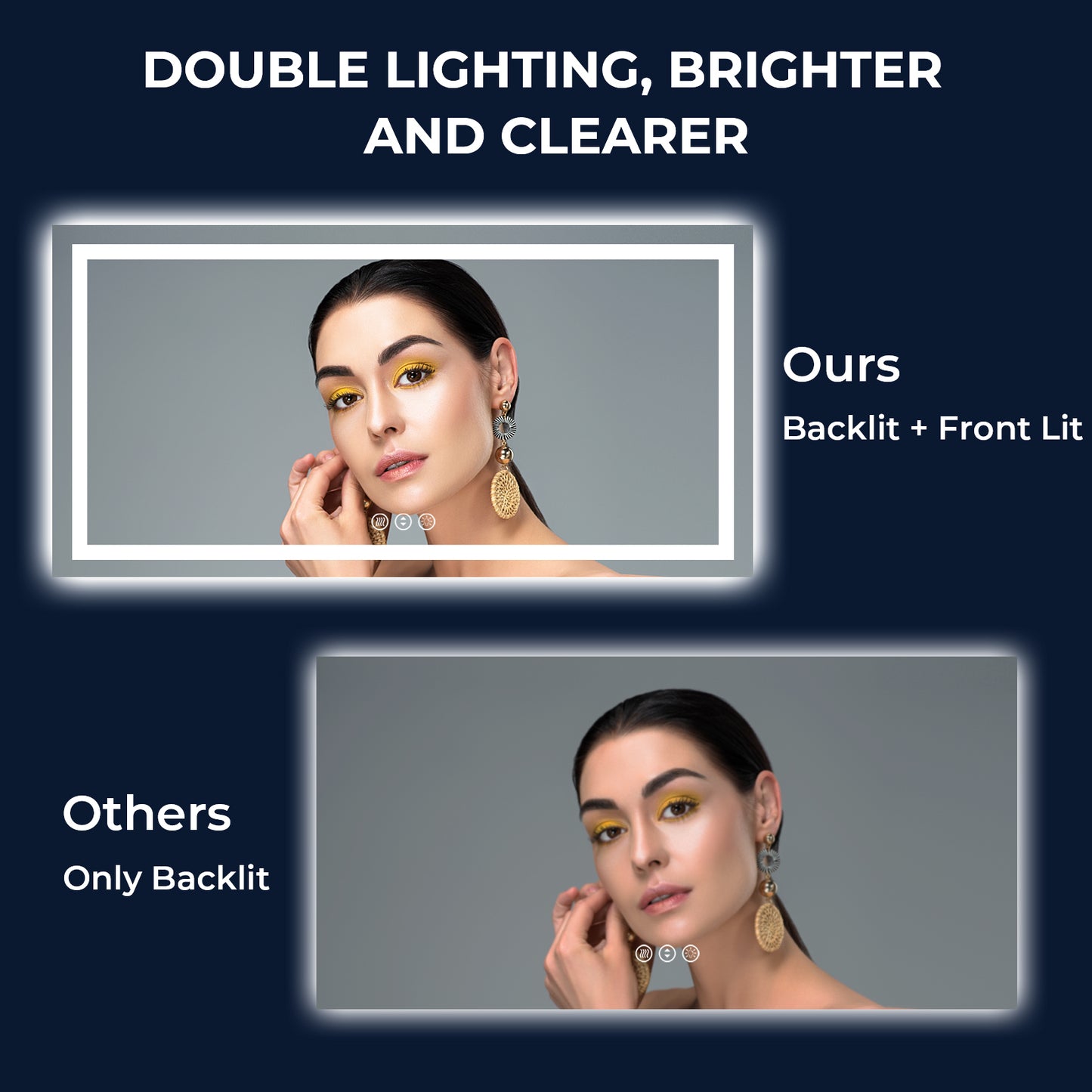 2022 Collection Backlit + Frontlit LED Mirror for Bathroom 72 x 36 Inch