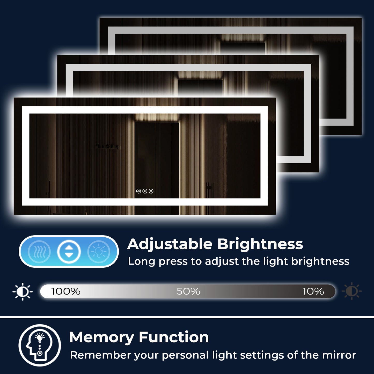 2022 Collection  Backlit + Frontlit LED Mirror for Bathroom 72 x 32 Inch