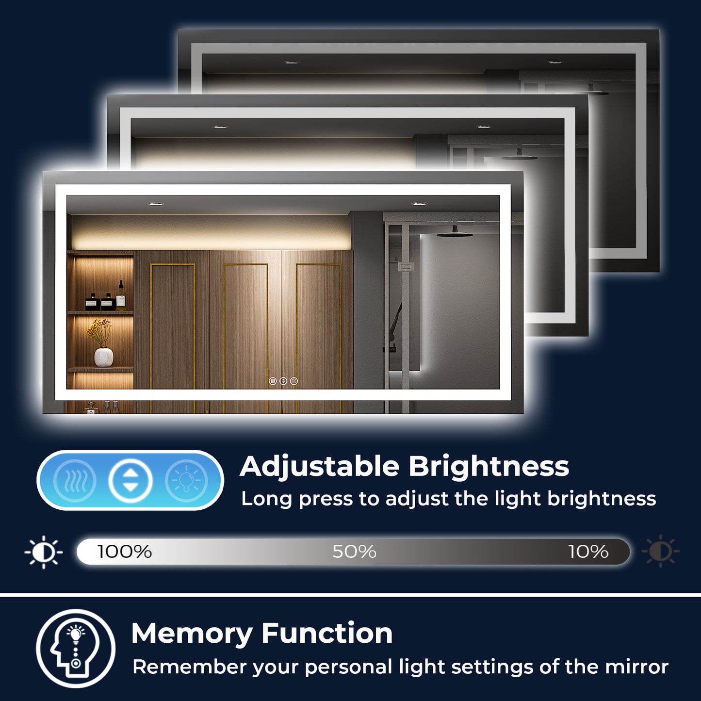 2022 Collection Backlit + Frontlit LED Mirror for Bathroom 72 x 36 Inch