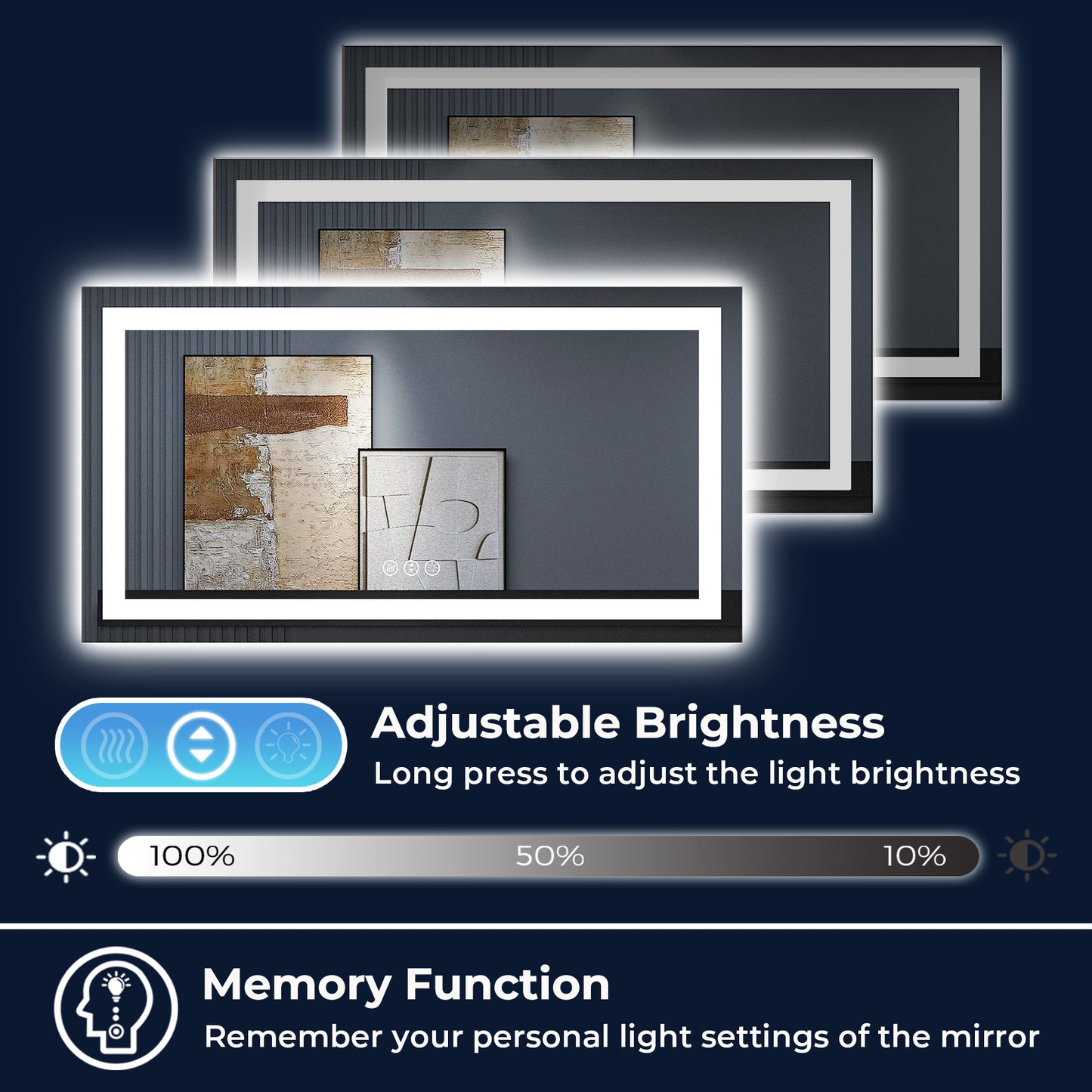 2022 Collection Backlit + Frontlit LED Mirror for Bathroom 55 x 30 Inch