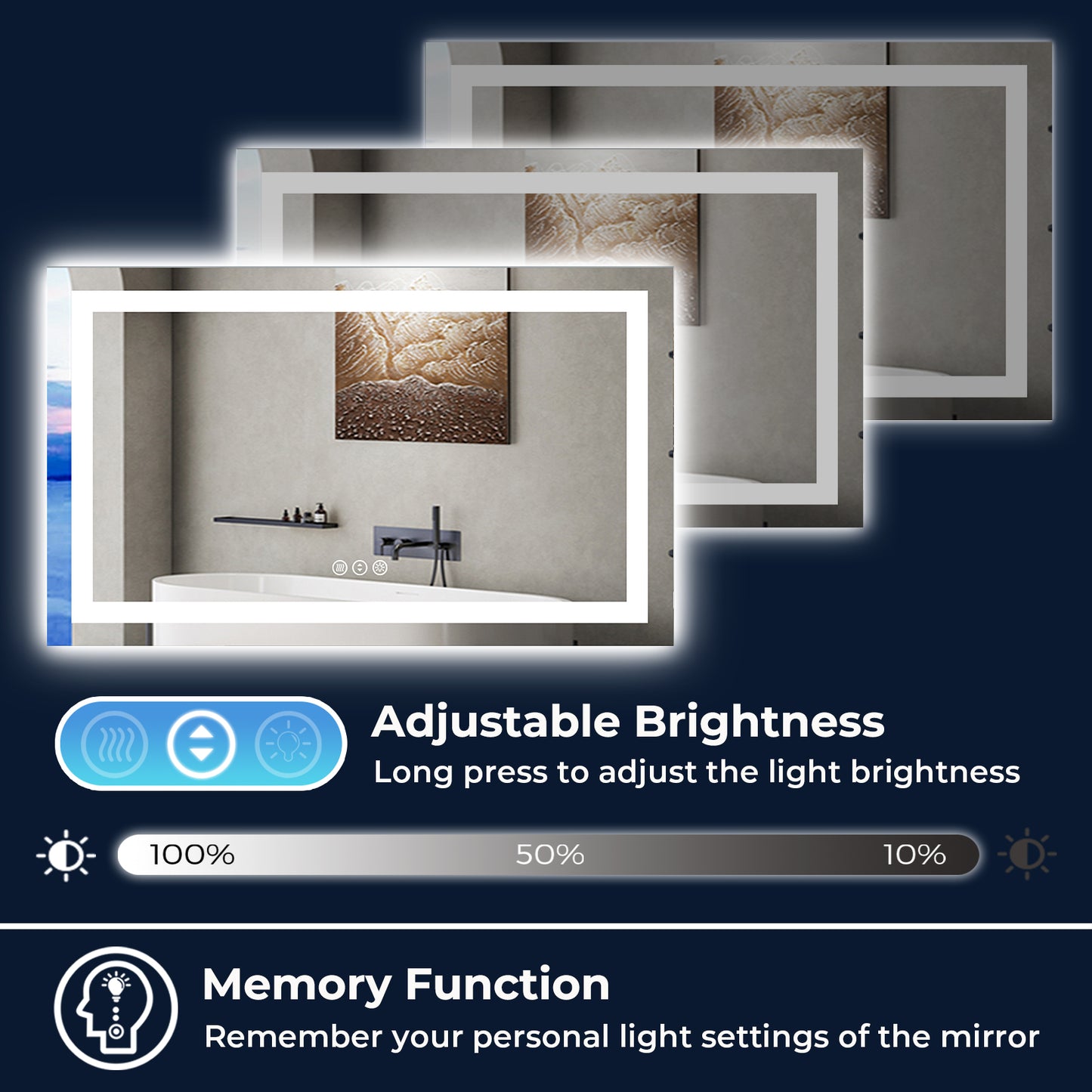 2022 Collection  Backlit + Frontlit LED Mirror for Bathroom 60 x 36 Inch