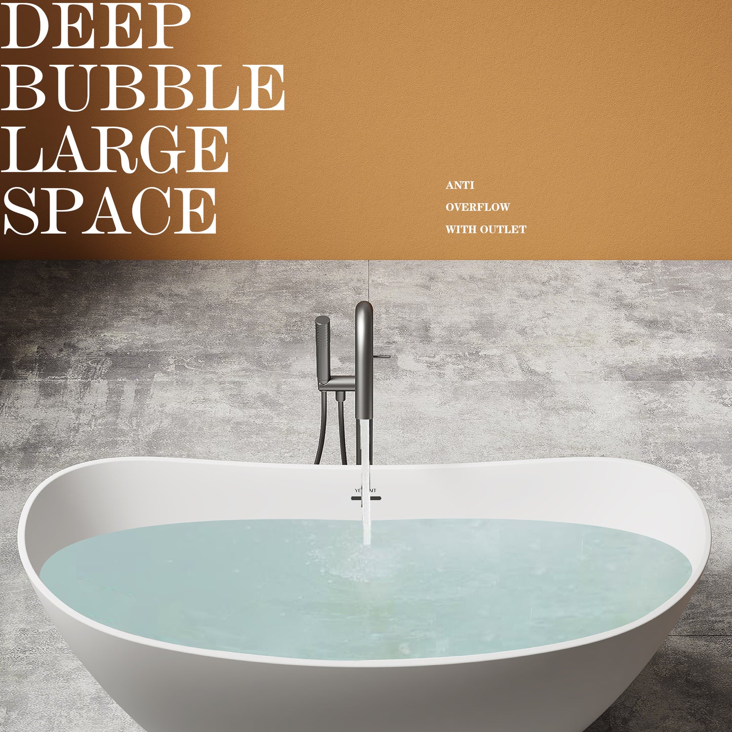 Corian Freestanding Bathtub Curve Edge Matt White