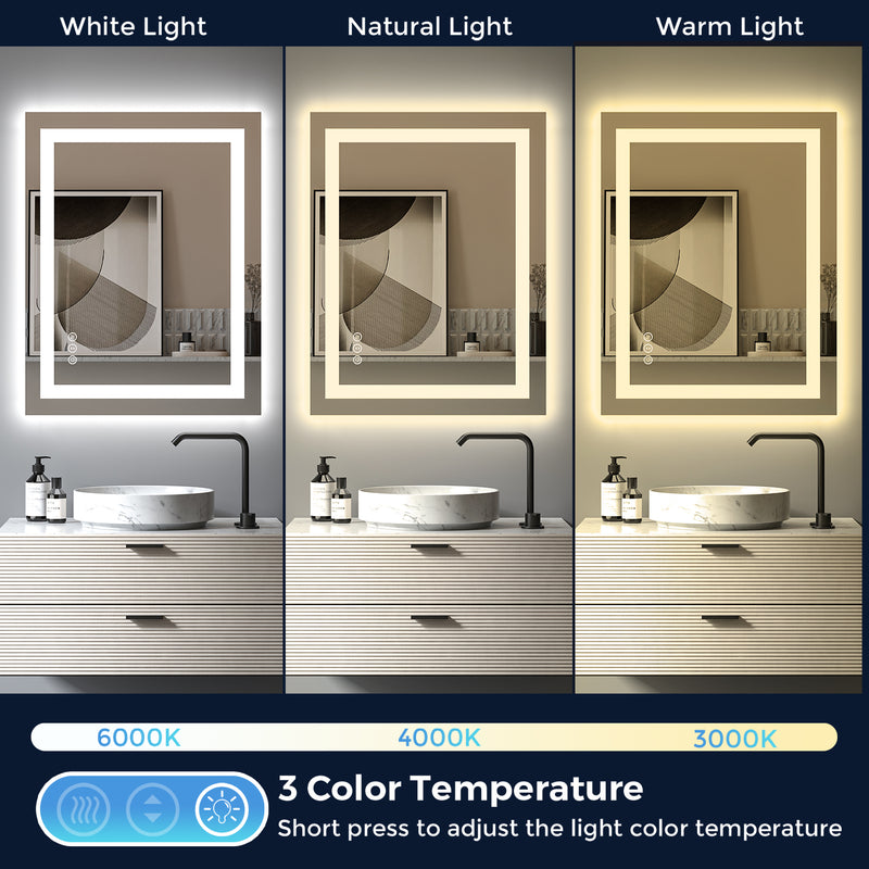 2022 Collection  Backlit + Front-Lighted LED Mirror for Bathroom 28 x 36 Inch