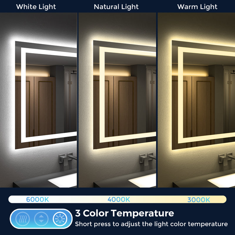 2022 Collection Backlit + Frontlit LED Mirror for Bathroom 72 x 36 Inch