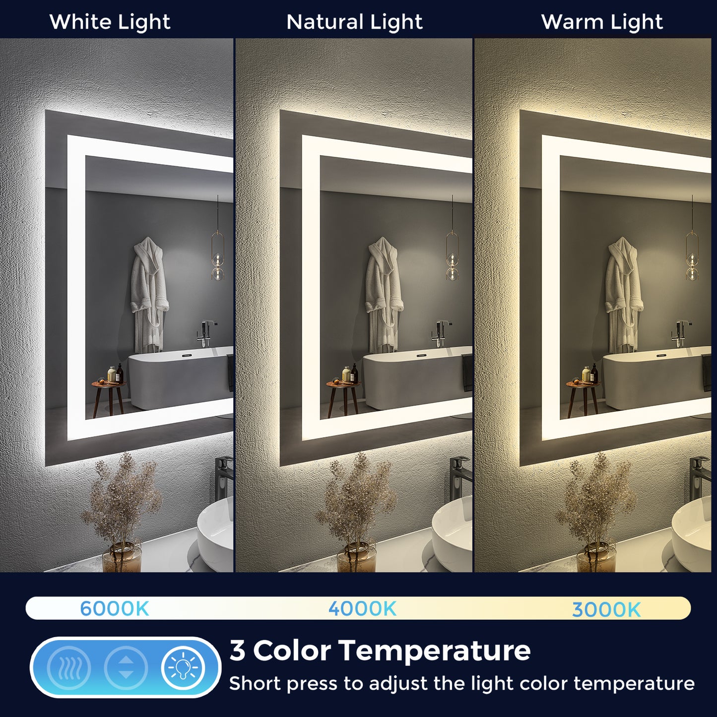 2022 Collection  Backlit + Frontlit LED Mirror for Bathroom 60 x 36 Inch
