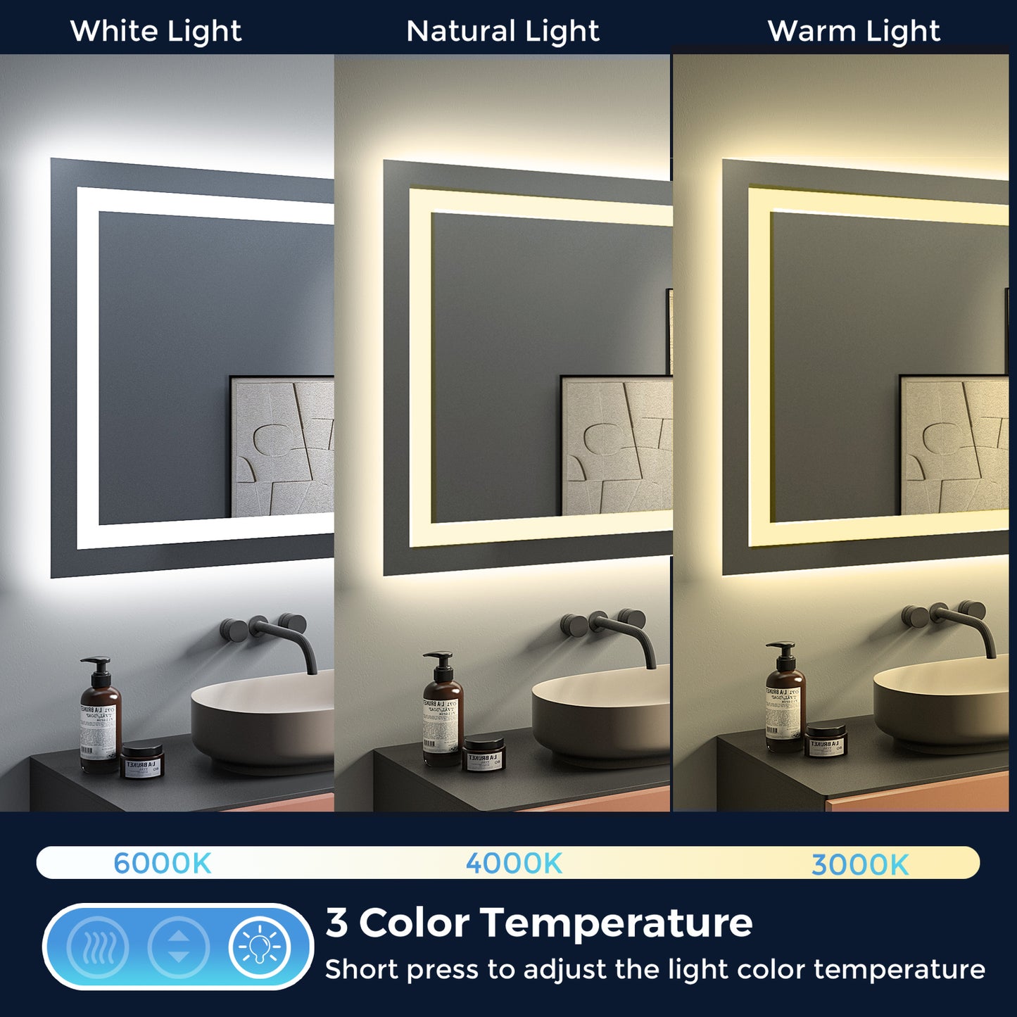 2022 Collection Backlit + Frontlit LED Mirror for Bathroom 55 x 30 Inch