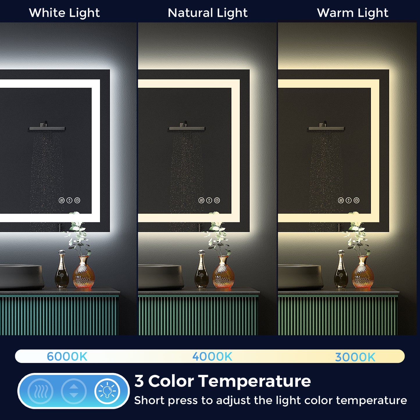 2022 Collection Backlit + Frontlit LED Mirror for Bathroom 48 x 32 Inch