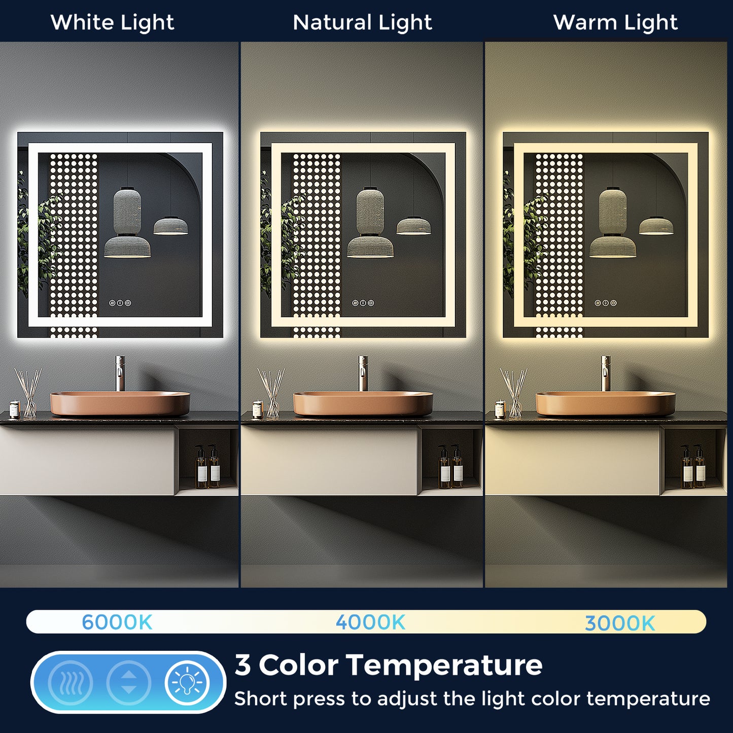 2022 Collection  Backlit + Front-Lighted LED Mirror for Bathroom 36 x 36 Inch