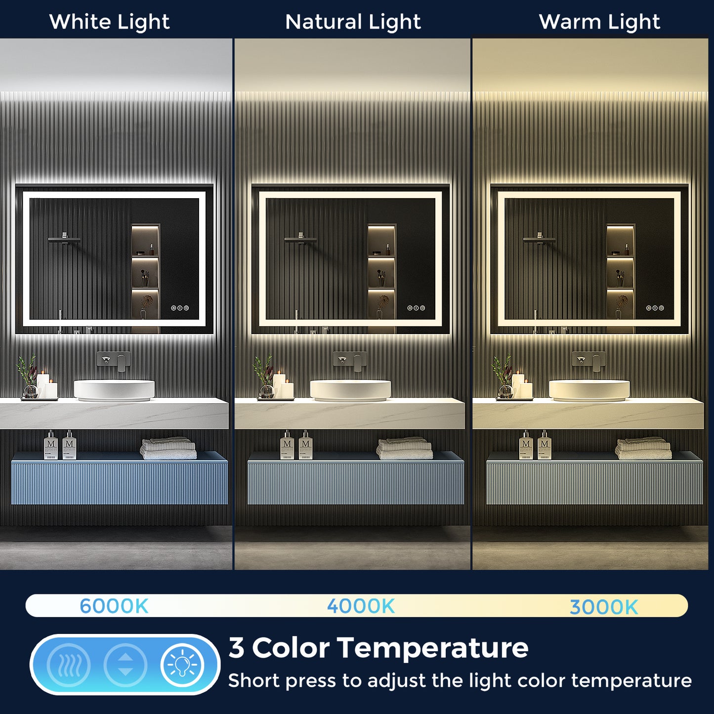 2022 Collection  Backlit + Frontlit LED Mirror for Bathroom 48 x 36 Inch
