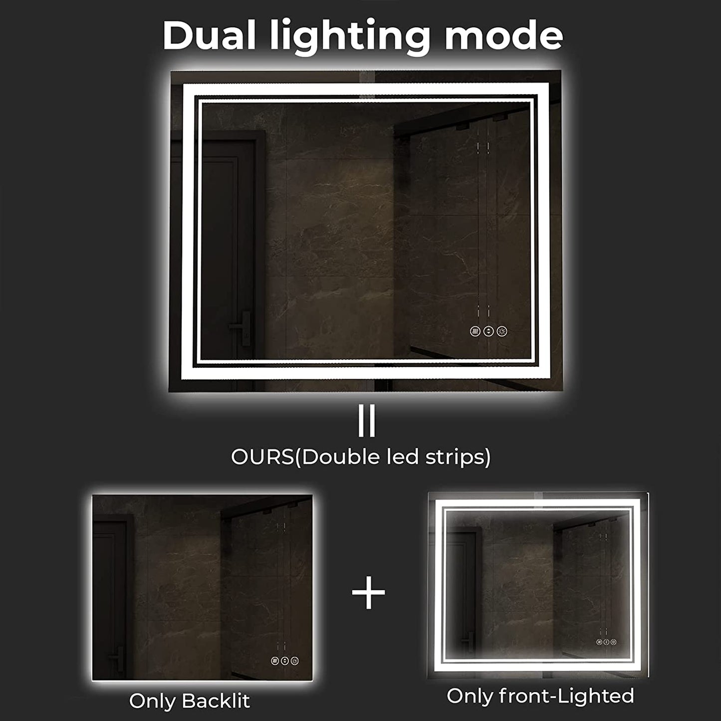 Awandee Backlit + Front-Lighted LED Mirror for Bathroom 40 X 32 Inch