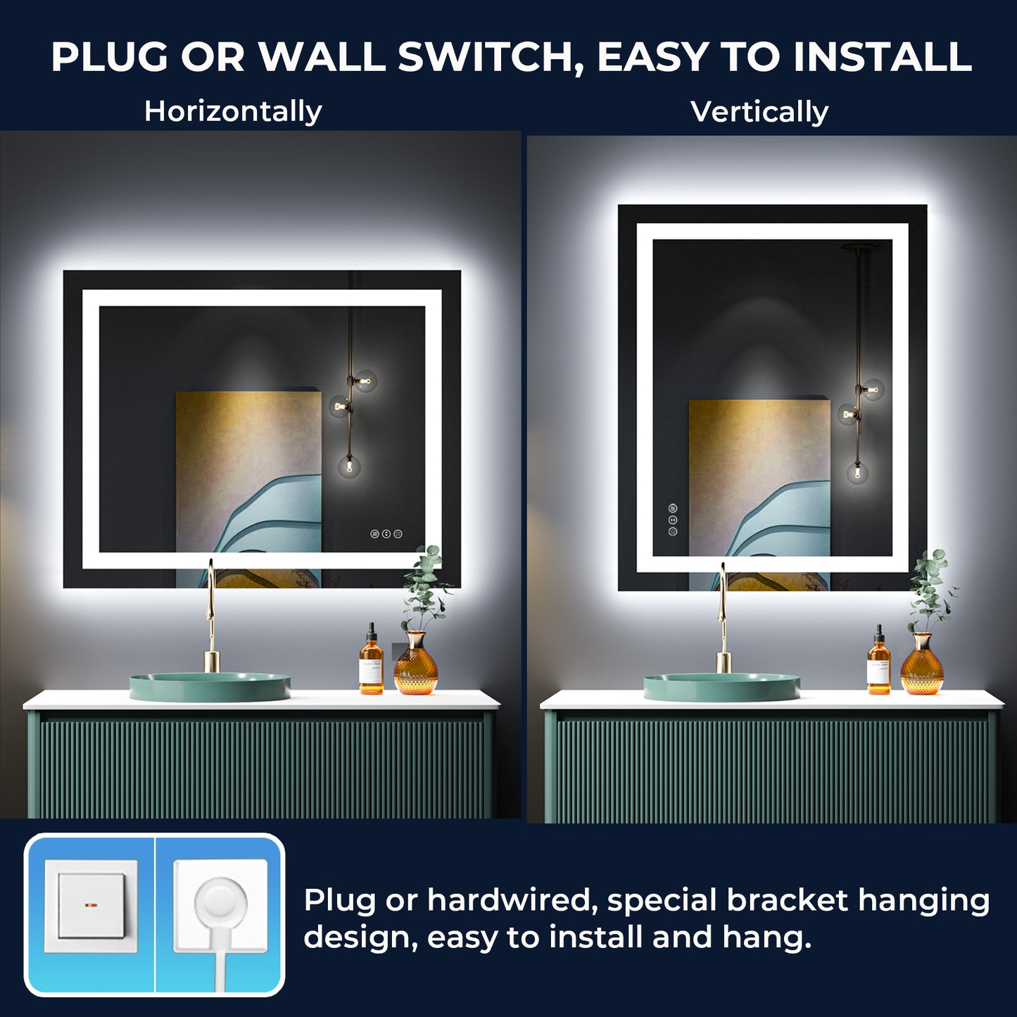 2022 Collection Backlit + Front Lighted Vanity Mirror for Bathroom 40 x 32 Inch