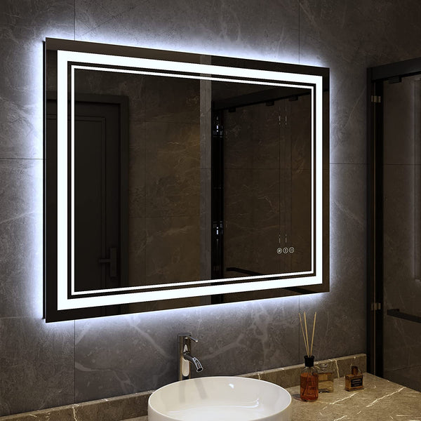 Awandee Backlit + Front-Lighted LED Mirror for Bathroom 40 X 32 Inch