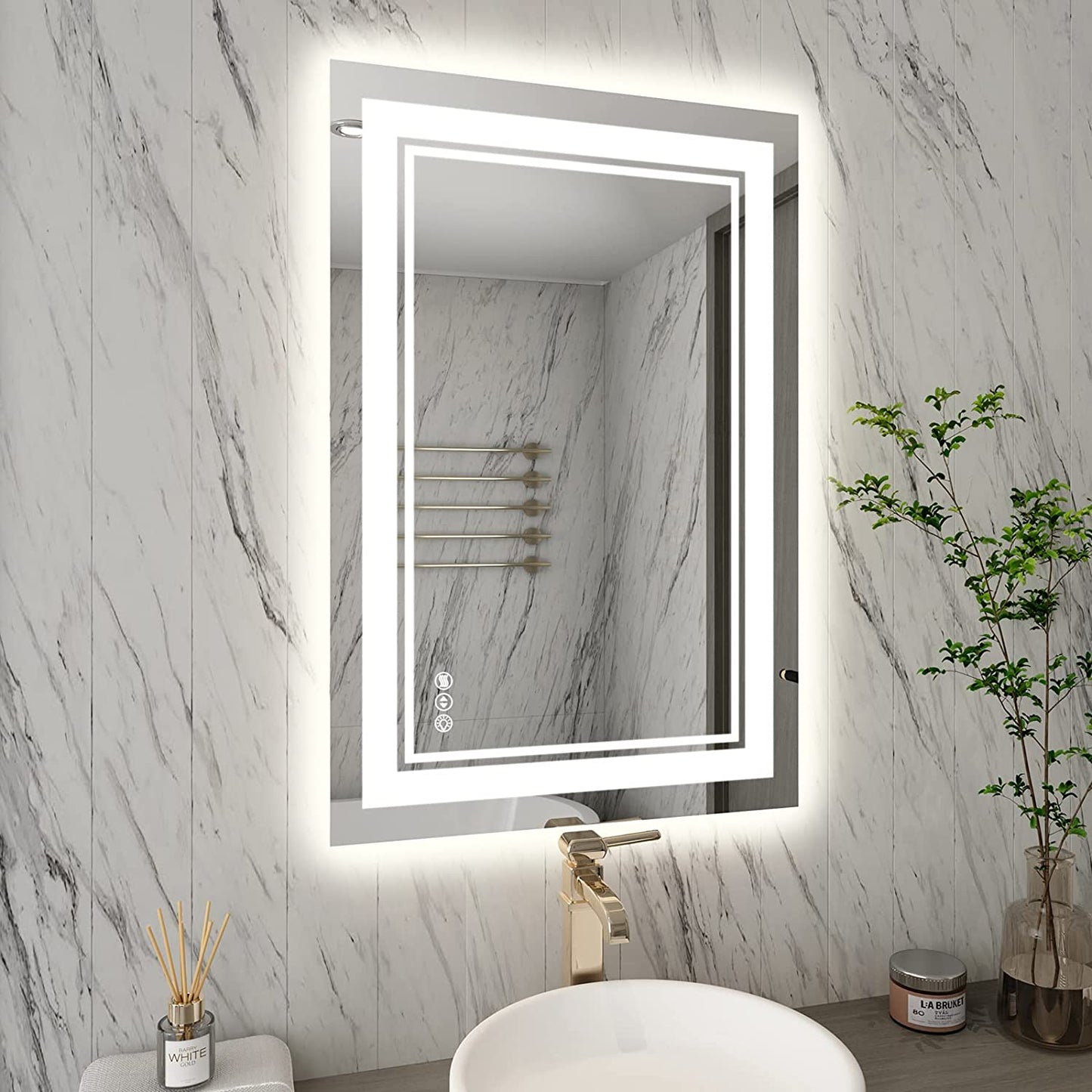 Awandee Backlit + Front-Lighted LED Mirror for Bathroom 24 x 36 Inch