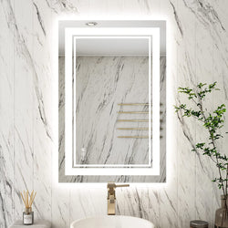 Awandee Backlit + Front-Lighted LED Mirror for Bathroom 24 x 36 Inch