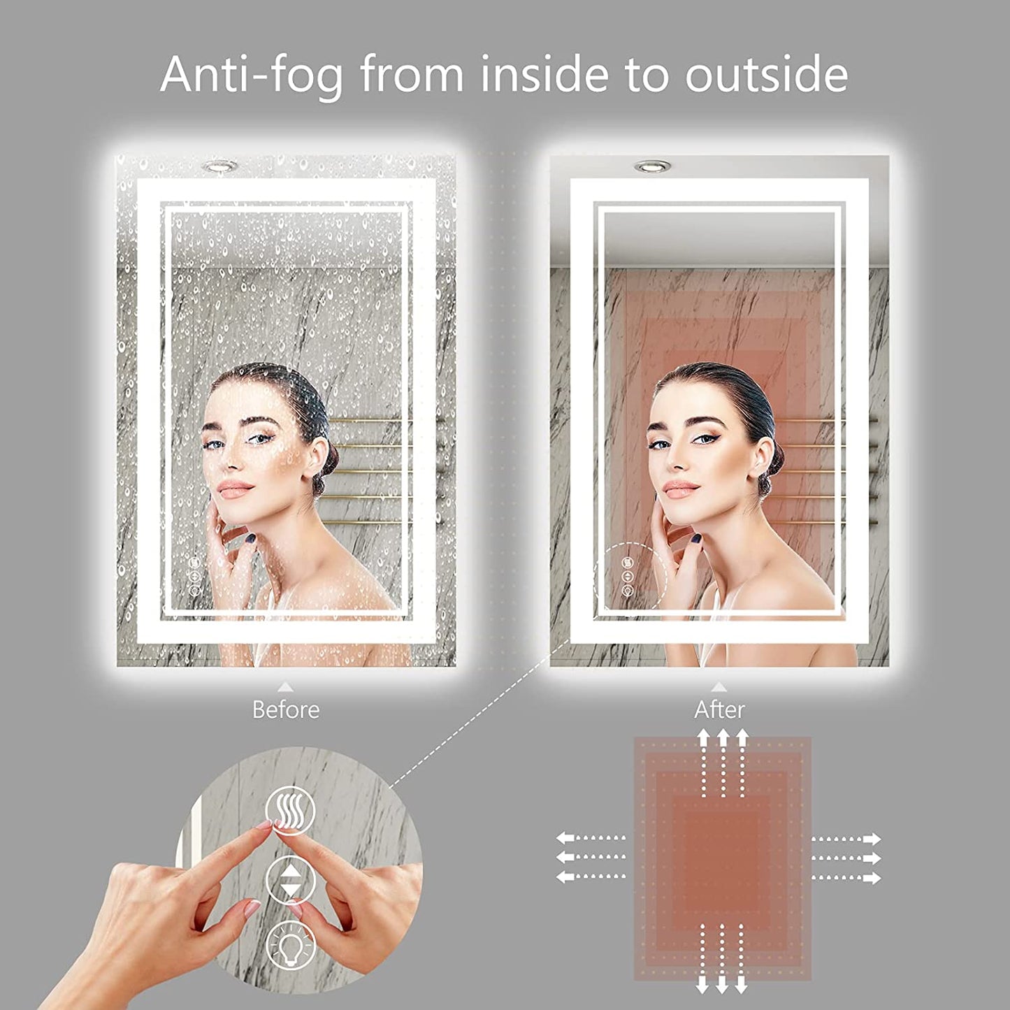 Awandee Backlit + Front-Lighted LED Mirror for Bathroom 24 x 36 Inch