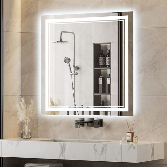 Awandee Home Backlit + Front Lighted Vanity Mirror for Bathroom 36 x 36 Inch