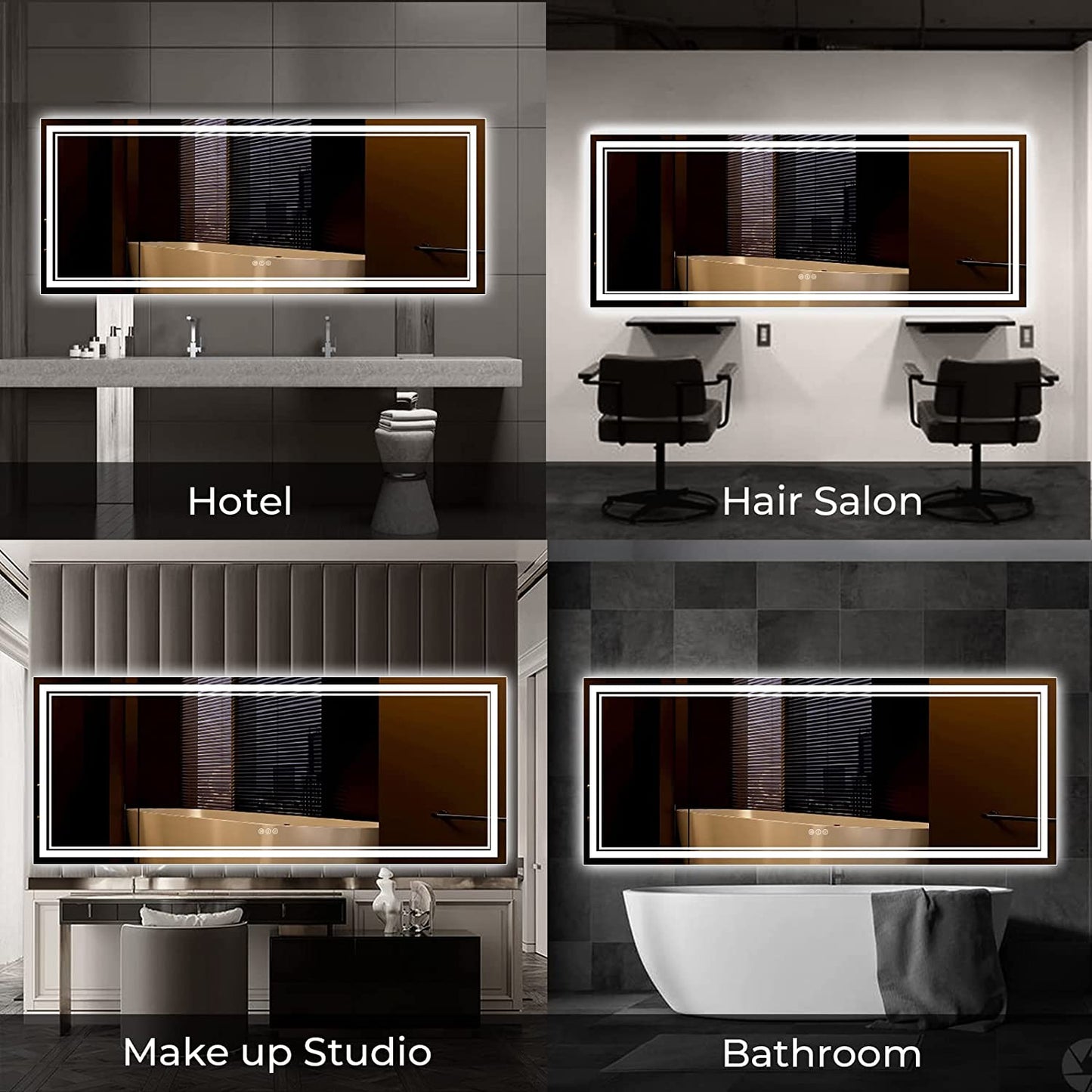 Awandee Home Backlit + Front Lighted Vanity Mirror for Bathroom 84 x 32 Inch
