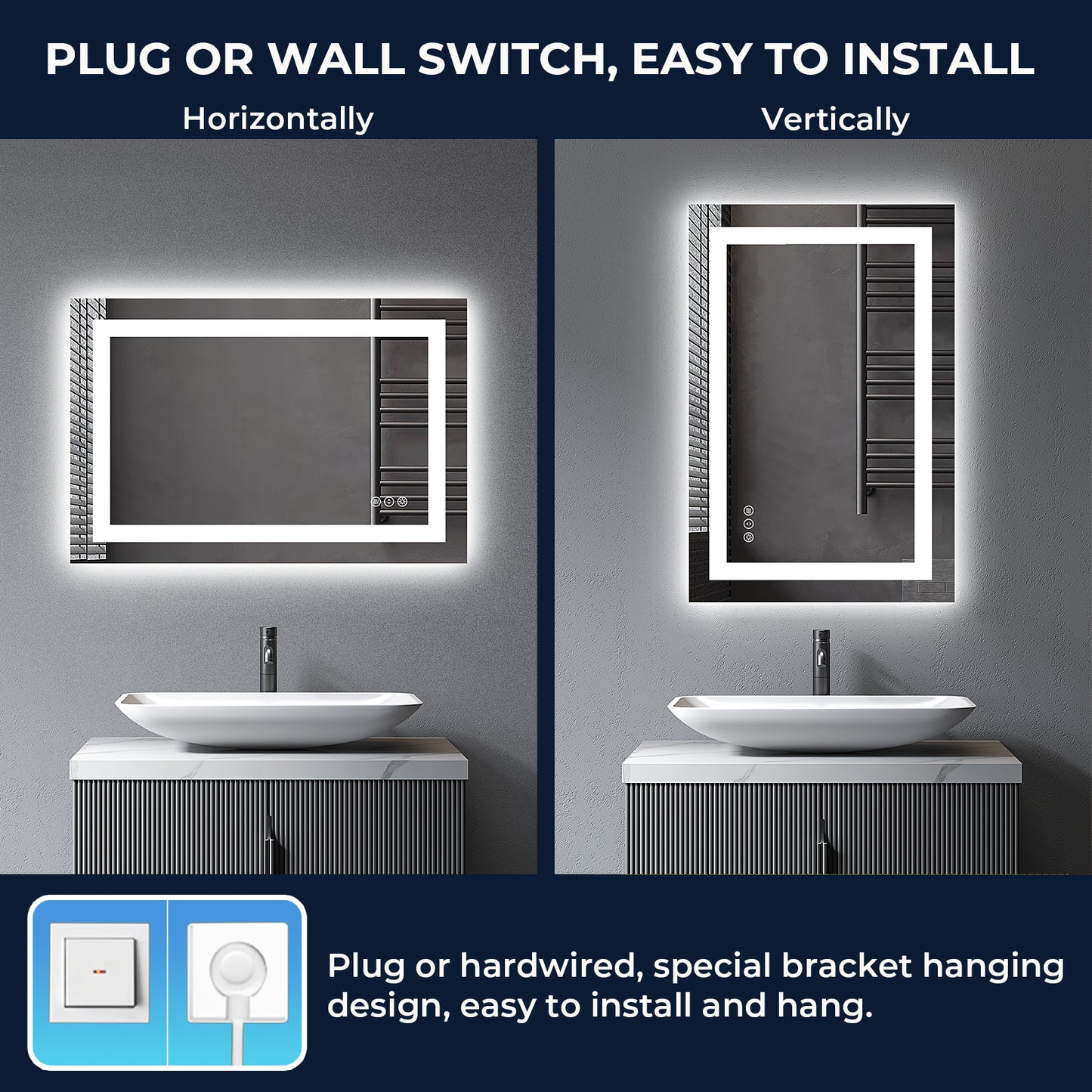 2022 Collection  Backlit + Front-Lighted LED Mirror for Bathroom 24 x 36 Inch