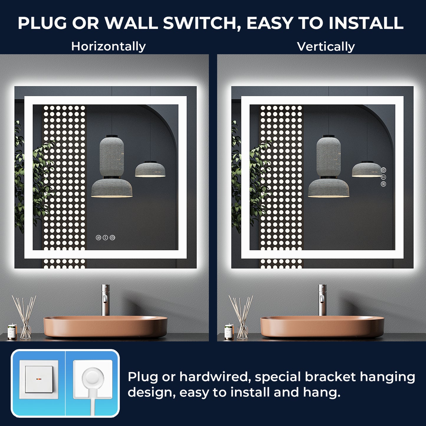 2022 Collection  Backlit + Front-Lighted LED Mirror for Bathroom 36 x 36 Inch