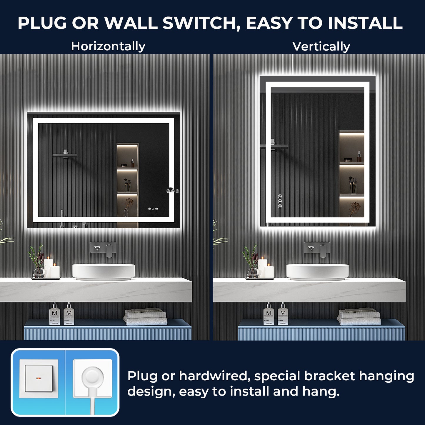 2022 Collection  Backlit + Frontlit LED Mirror for Bathroom 48 x 36 Inch