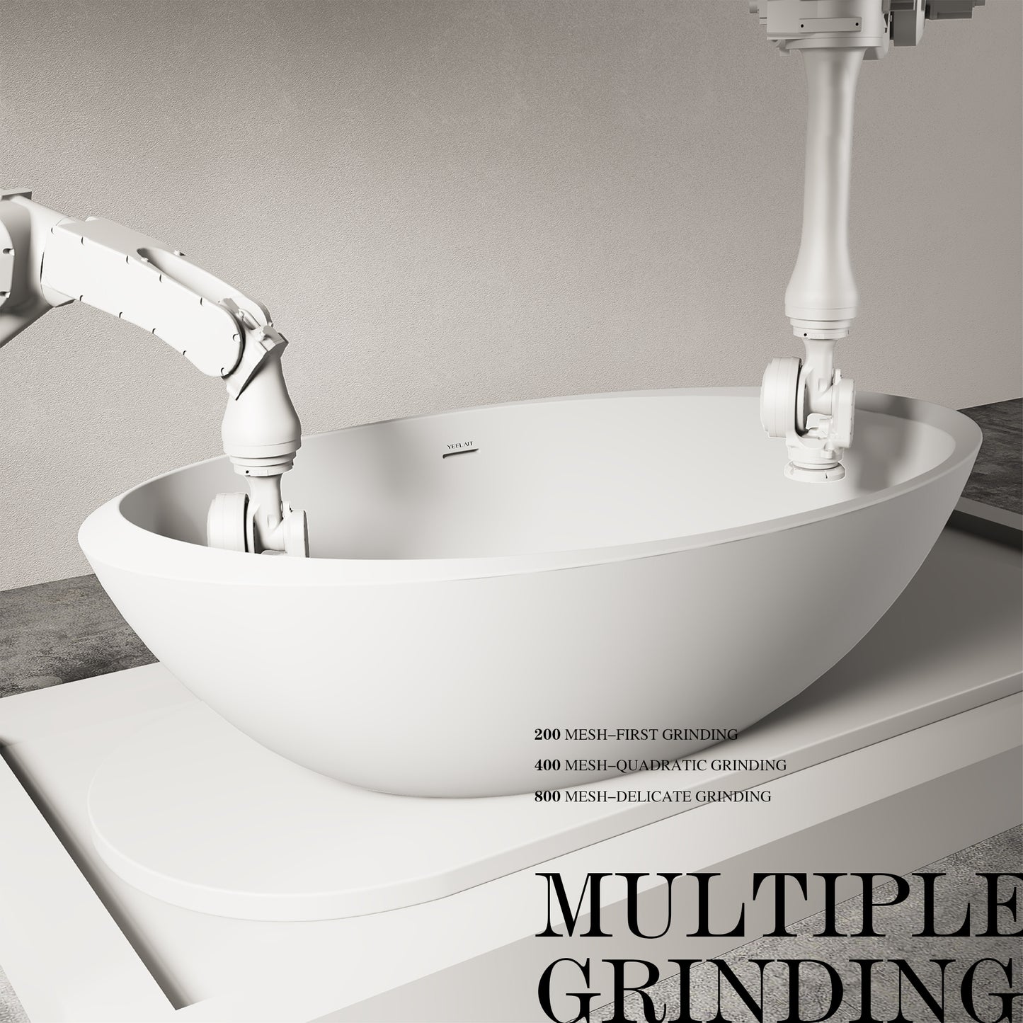 Corian Freestanding Bathtub Elegant Oval Shape Matt White