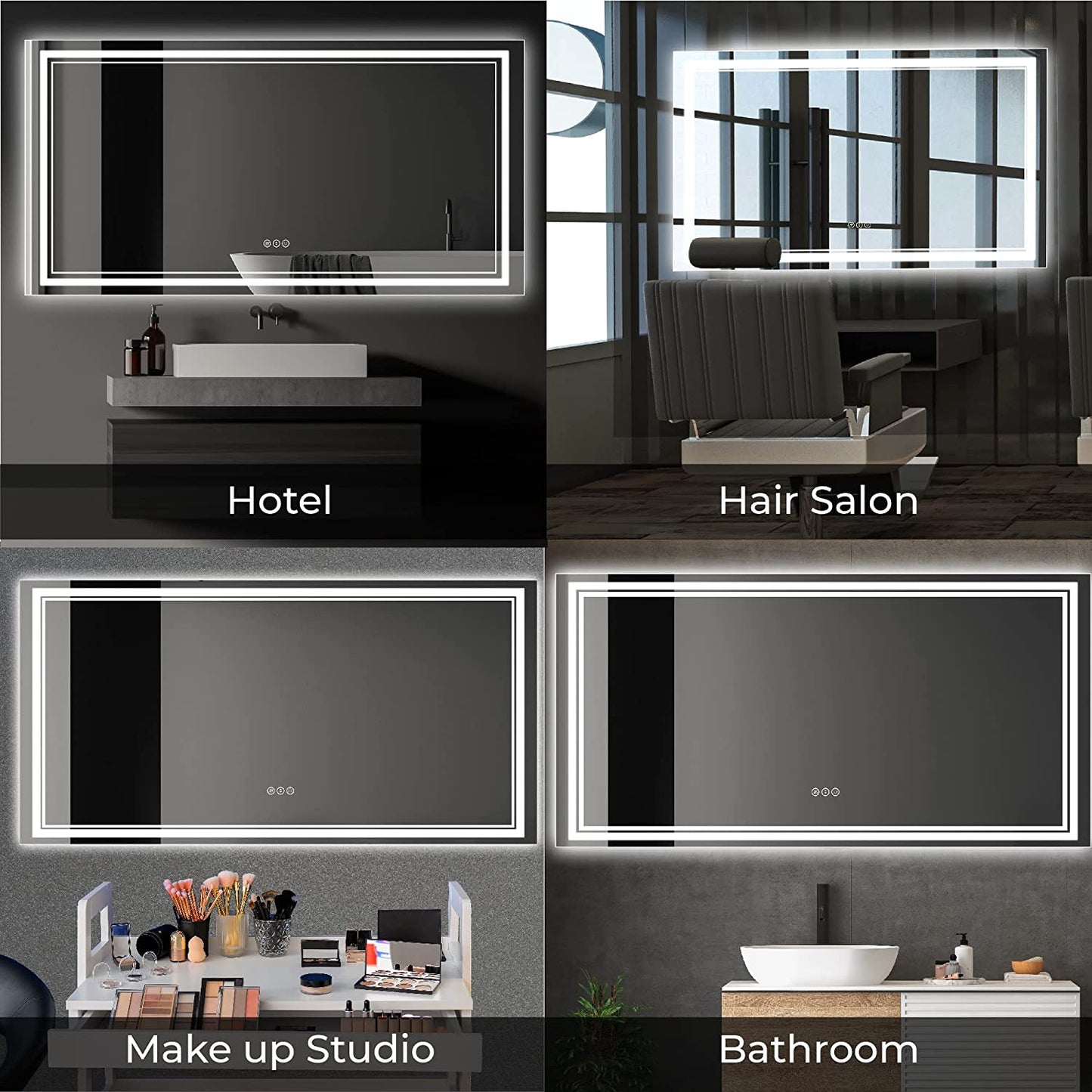 Awandee Home Backlit + Front Lighted Vanity Mirror for Bathroom 72 x 36 Inch