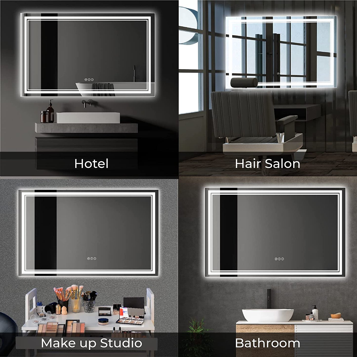 Awandee Backlit + Front-Lighted LED Mirror for Bathroom 55 x 30 Inch