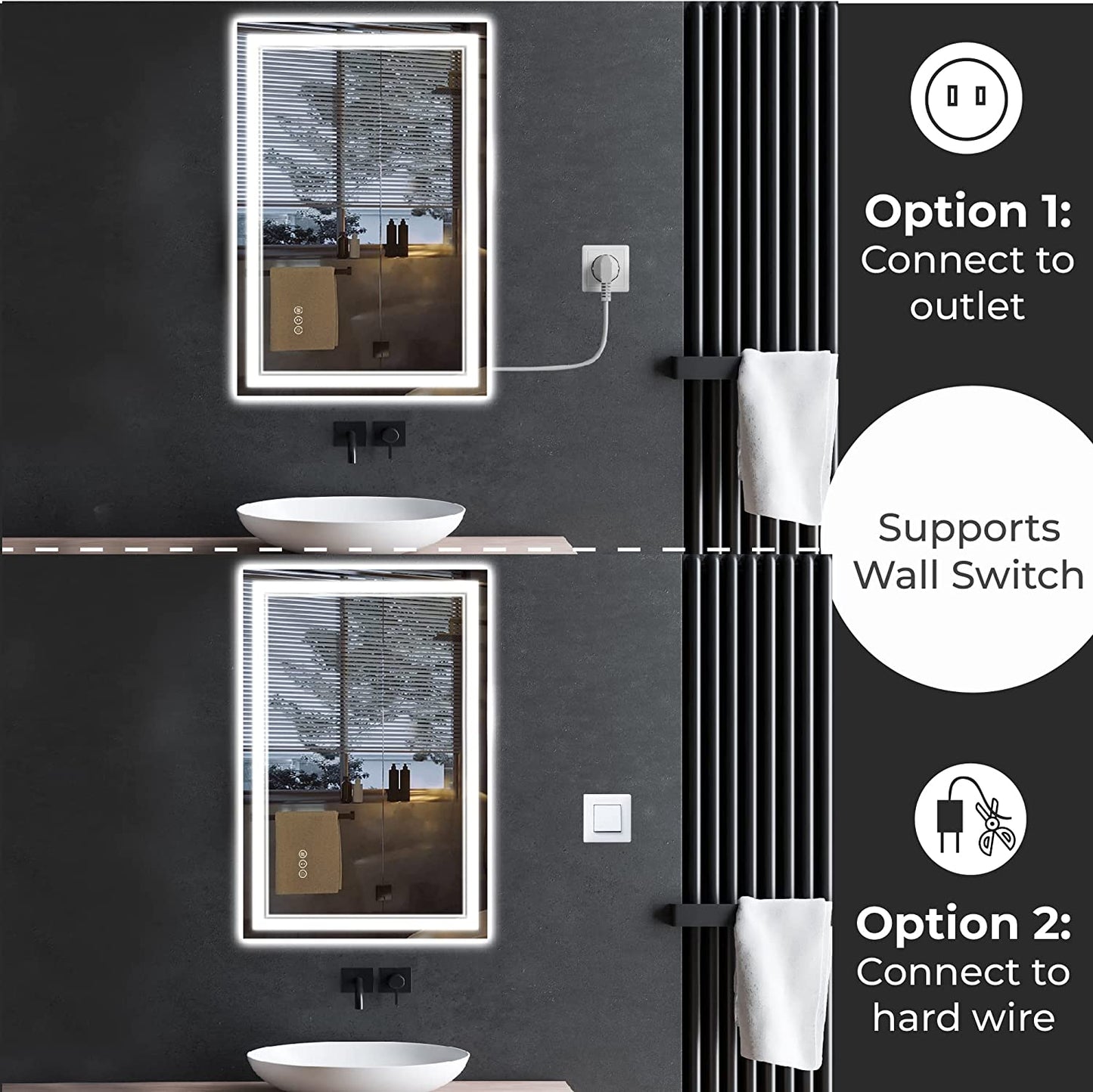 Awandee Backlit + Front-Lighted LED Mirror for Bathroom 20 x 28 Inch