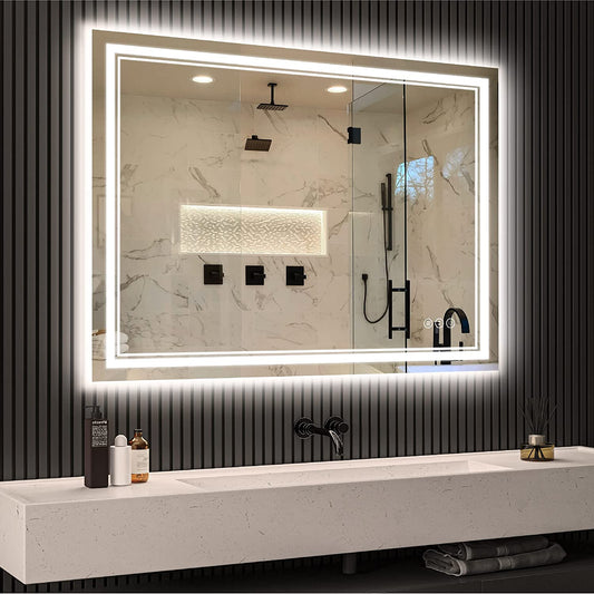 Awandee Backlit + Front-Lighted LED Mirror for Bathroom 48 x 32 Inch