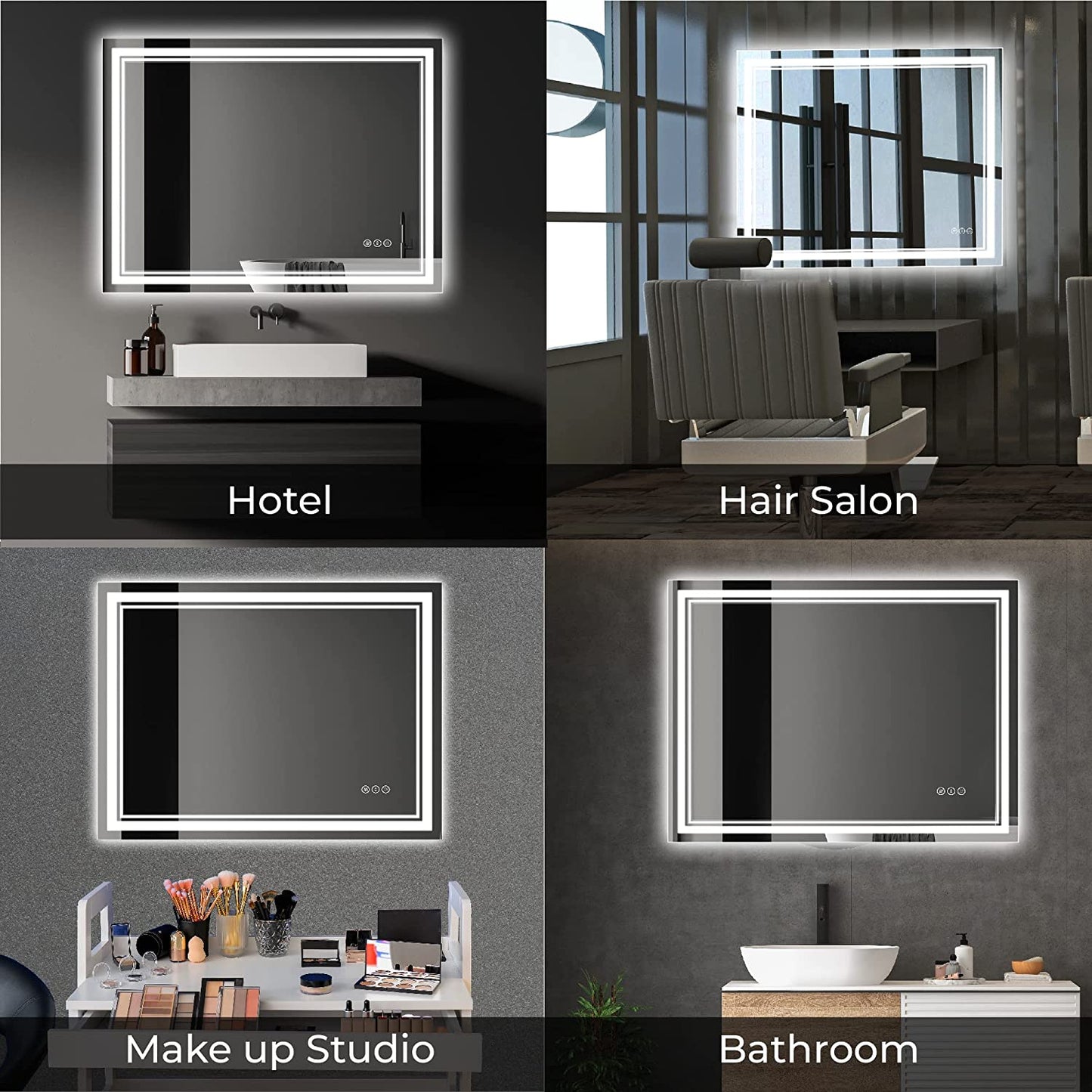 Awandee Backlit + Front-Lighted LED Mirror for Bathroom 48 x 32 Inch