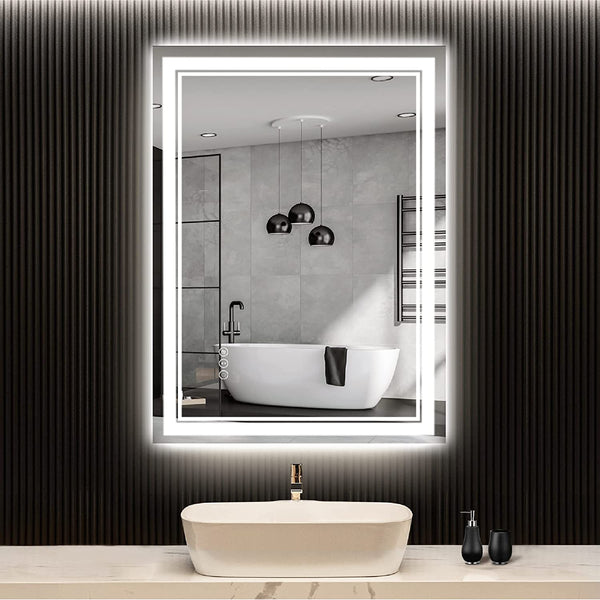 Awandee Backlit + Front-Lighted LED Mirror for Bathroom 24 x 32 Inch