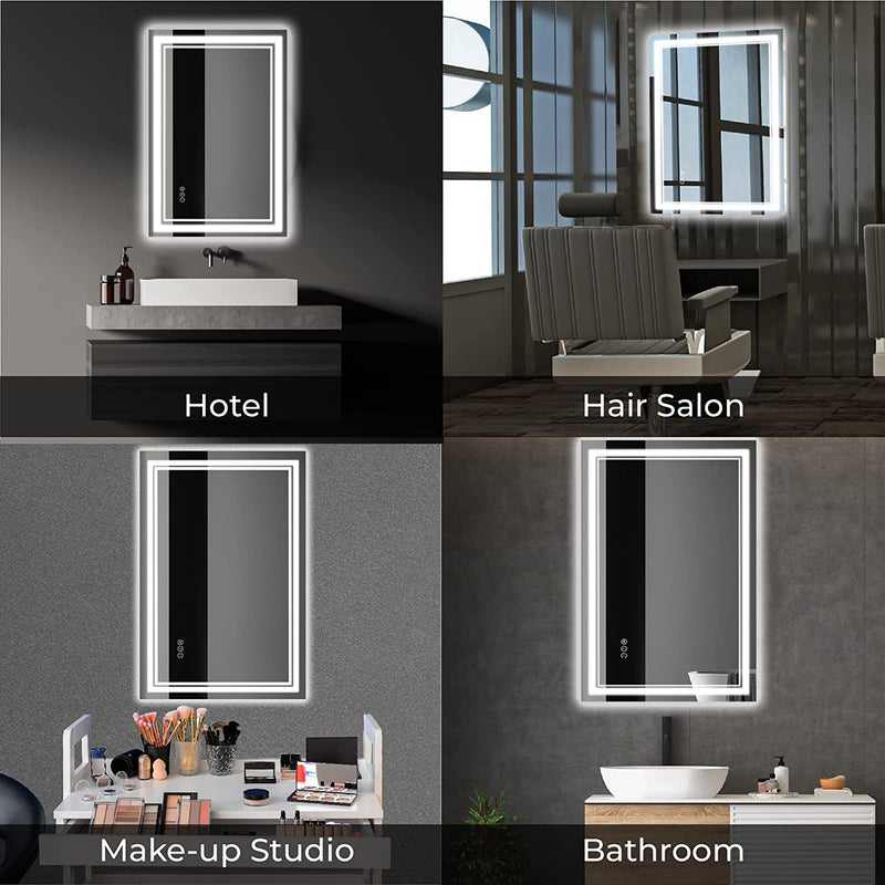 Awandee Backlit + Front-Lighted LED Mirror for Bathroom 20 x 28 Inch