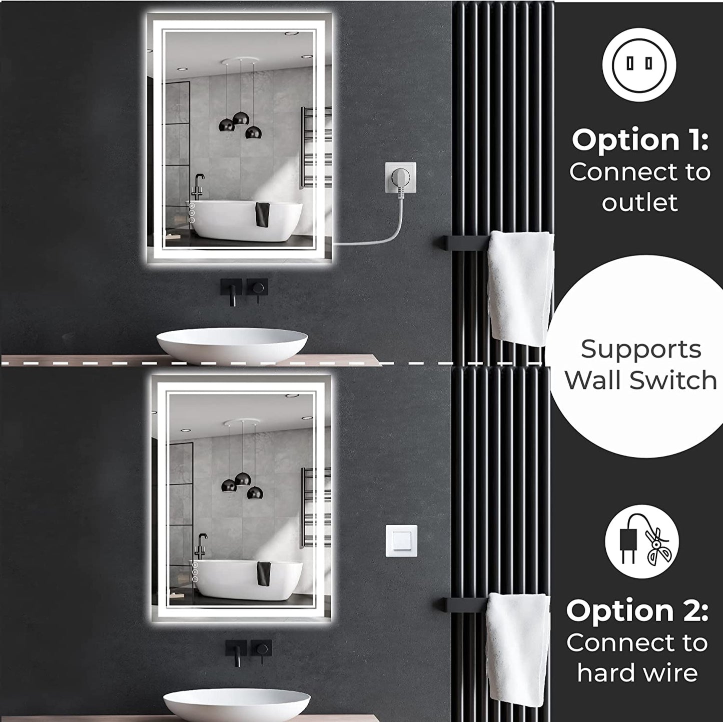 Awandee Backlit + Front-Lighted LED Mirror for Bathroom 24 x 32 Inch