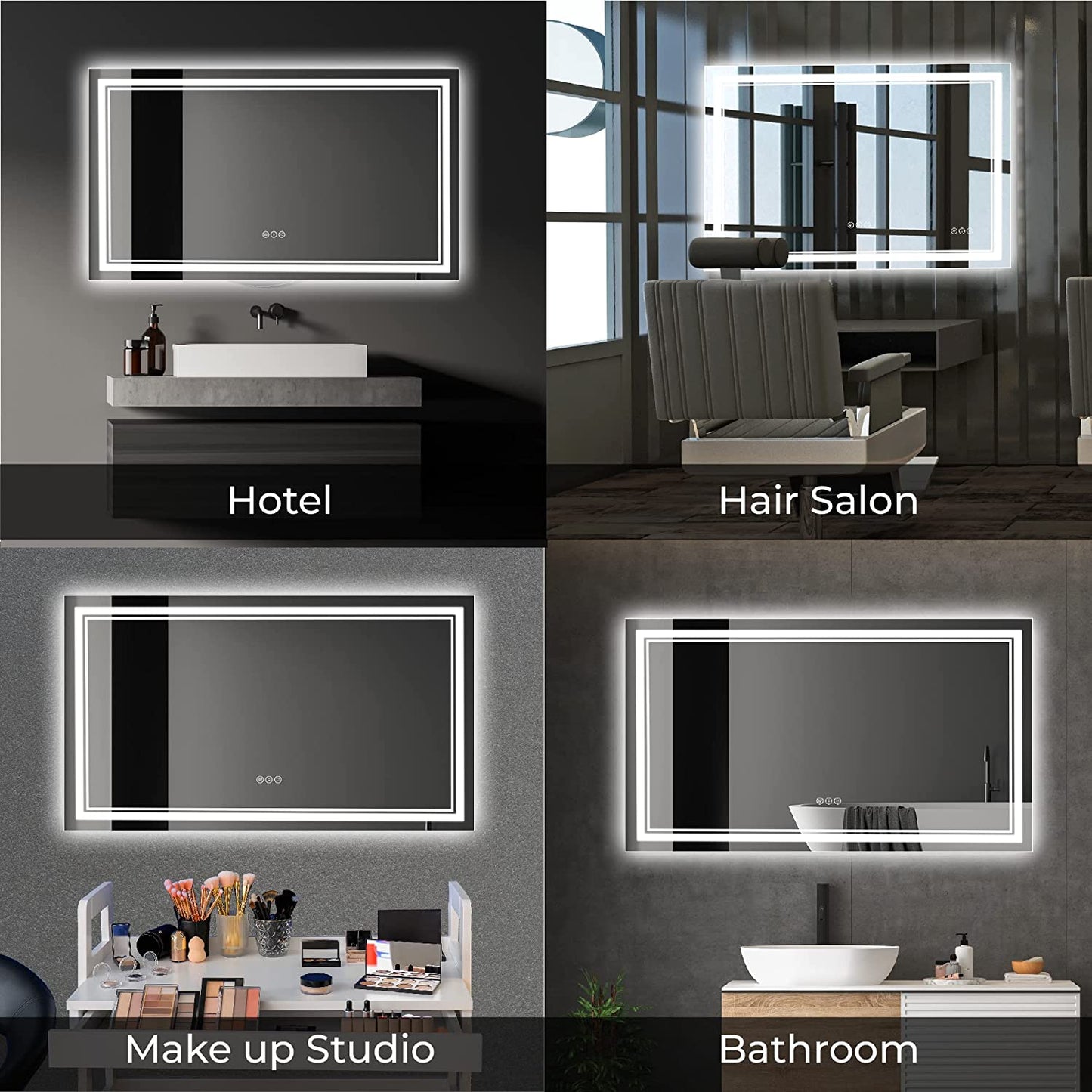 Awandee Home Backlit + Front Lighted Vanity Mirror for Bathroom 60 x 28 Inch