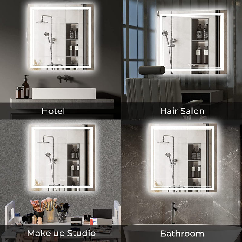 Awandee Home Backlit + Front Lighted Vanity Mirror for Bathroom 36 x 36 Inch