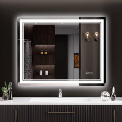Awandee Backlit + Front-Lighted LED Mirror for Bathroom 28 x 36 Inch