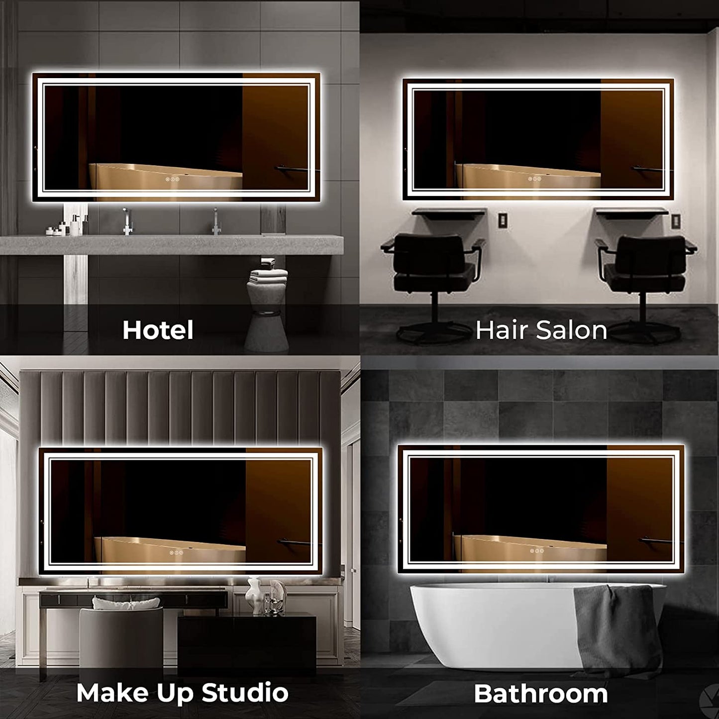 Awandee Home Backlit + Front Lighted Vanity Mirror for Bathroom 72 x 32 Inch